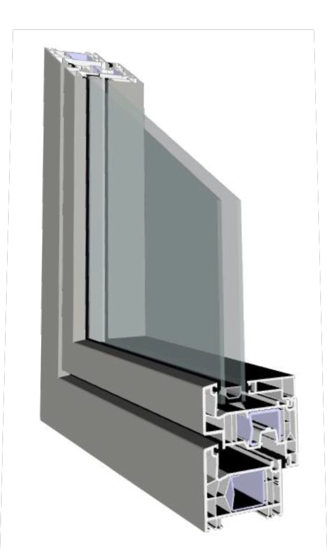 Profil châssis PVC Kömmerling Horizon affleurant